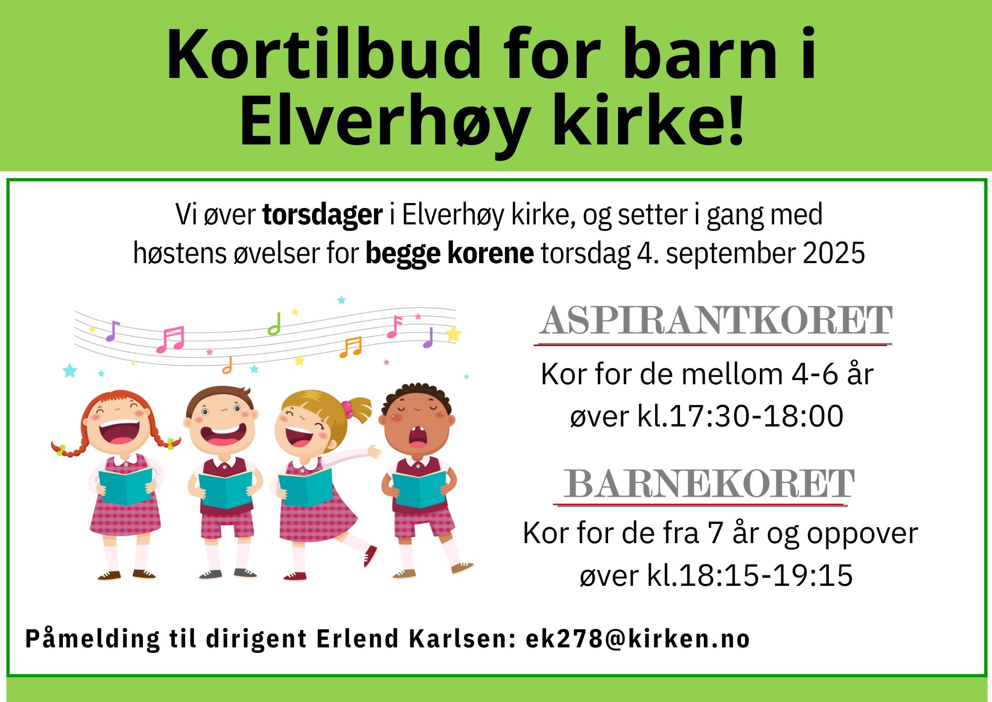 Plakat med dato og tidspunkter for øvelser